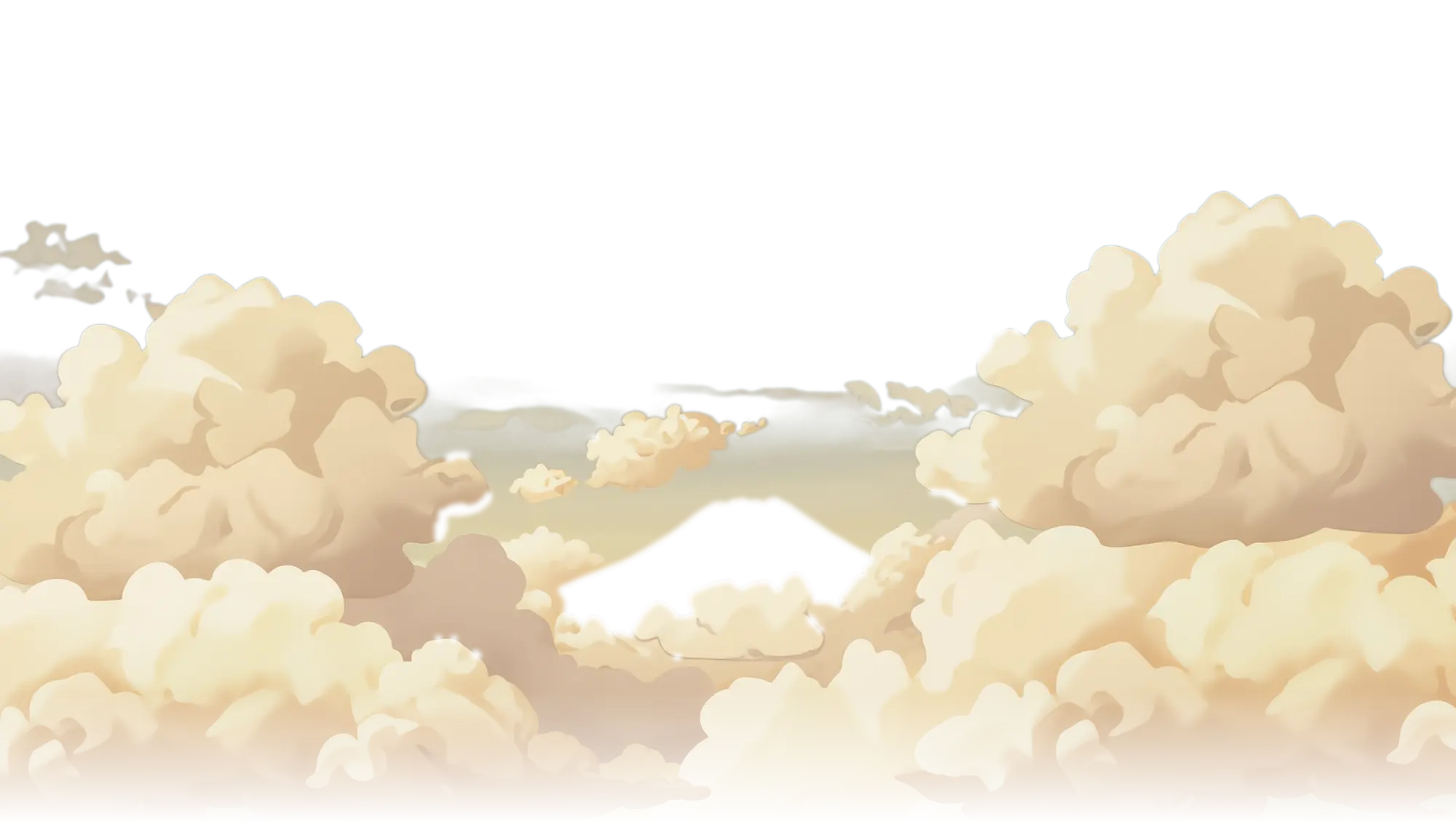 Nubes doradas con un volcán al fondo